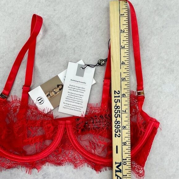 Bluebella Grace Bra Red Womens Size 30DD/E Lace Sheer Demi Bra Underwire NEW! - Picture 15 of 15